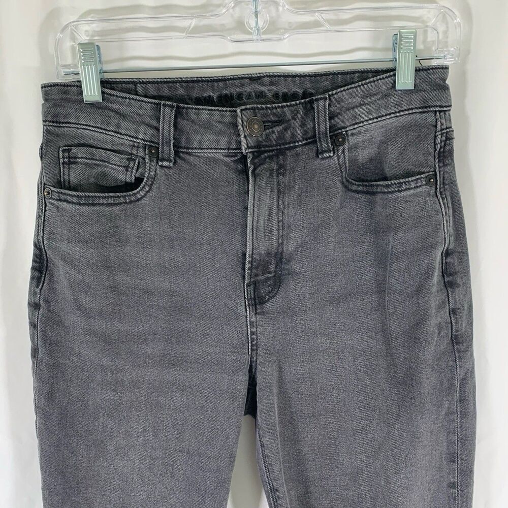 American Eagle Stretch Jeans Women's 4 Grey Denim Mid Rise Cotton Blend - Picture 2 of 8